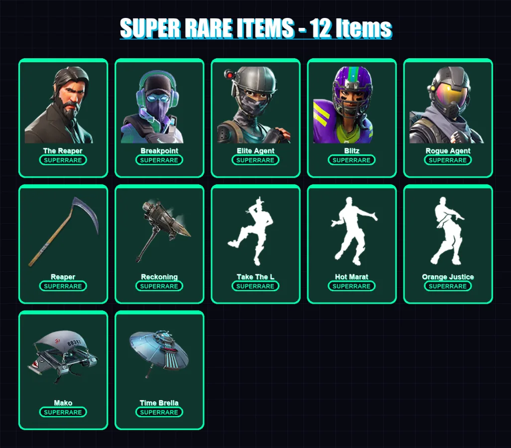 [PC/XBOX/PSN] | The Reaper | Breakpoint | Elite Agent | Blitz | Rogue Agent | 87 skin | 66 pickaxe | 73 emote | 77 glider | Lv1201