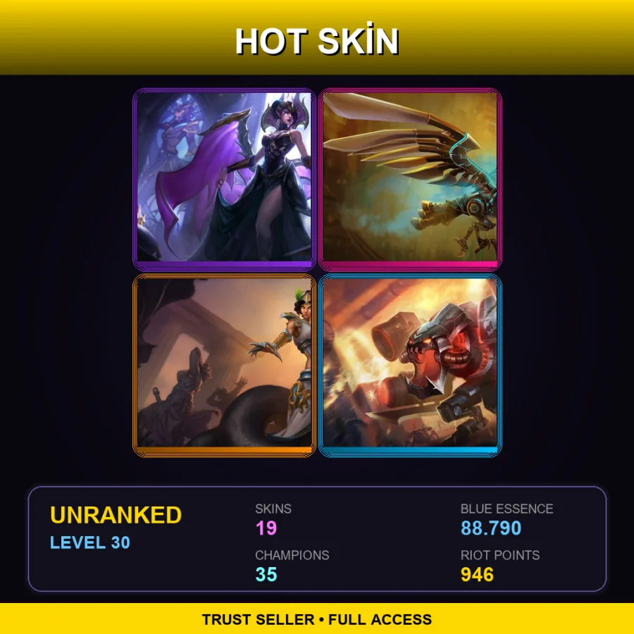 EUW | Lv30 | Unranked | 19 Skin | 35 Champ