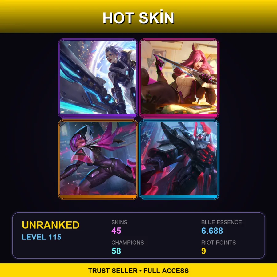 SG | Lv115 | Unranked | 45 Skin | 58 Champ — Royal Guard Fiora