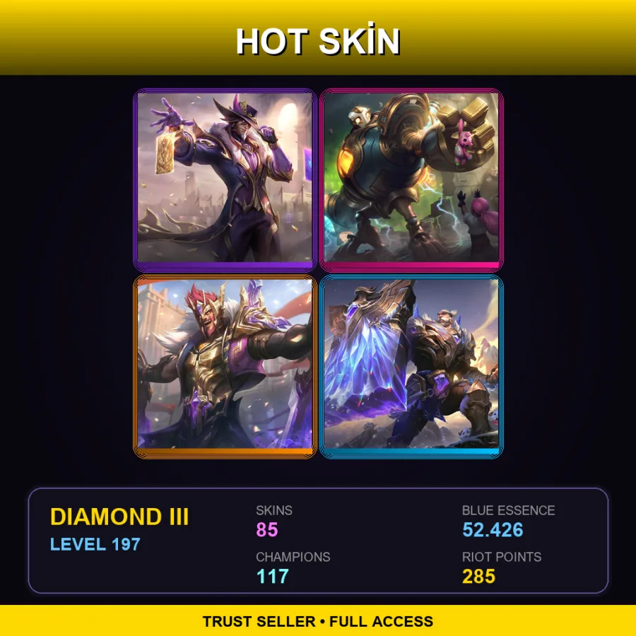 BR | Lv197 | Diamond III | 85 Skin | 117 Champ — LoL account