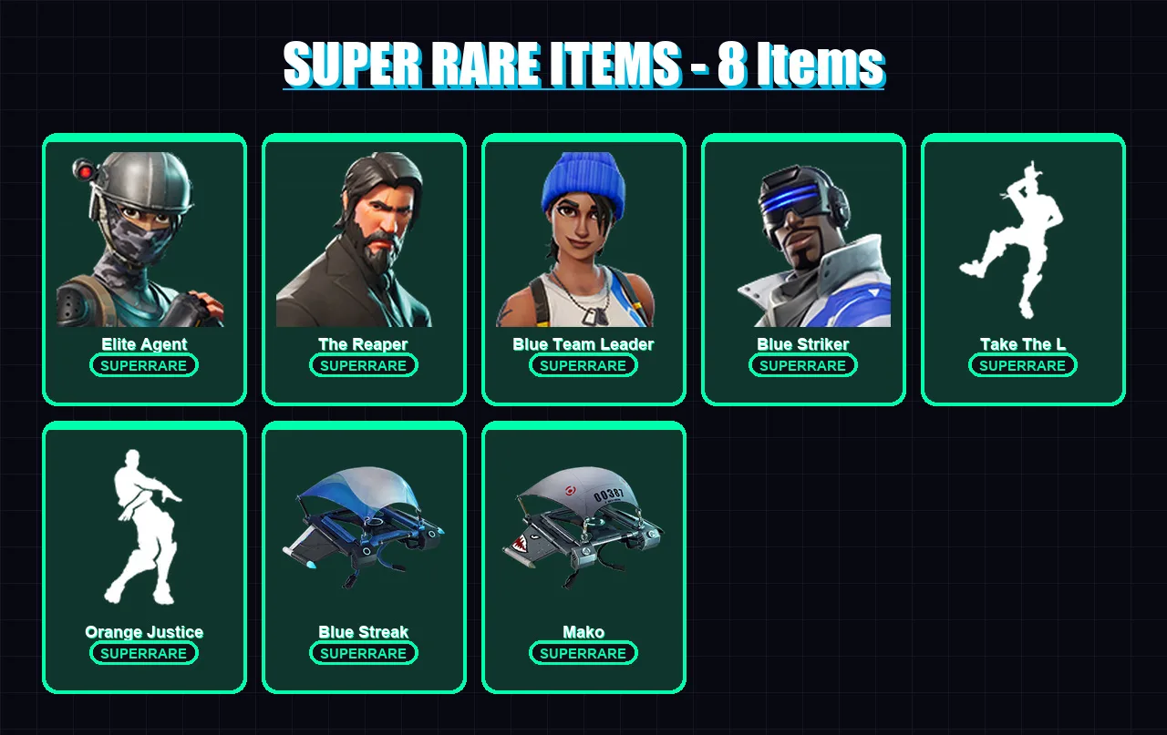 [PC/XBOX] | Elite Agent | The Reaper | Blue Team Leader | Blue Striker | Kymera | 60 skin | 59 pickaxe | 66 emote | 73 glider | Lv1213 — Fortnite account