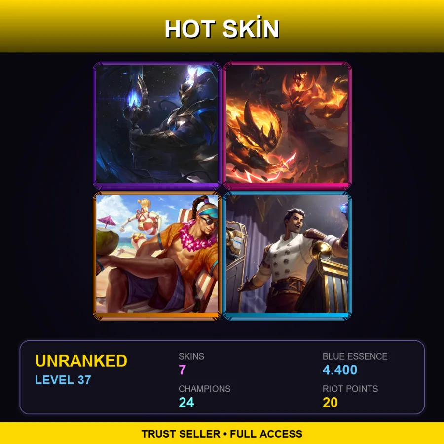EUNE | Lv37 | Unranked | 7 Skin | 24 Champ — LoL account