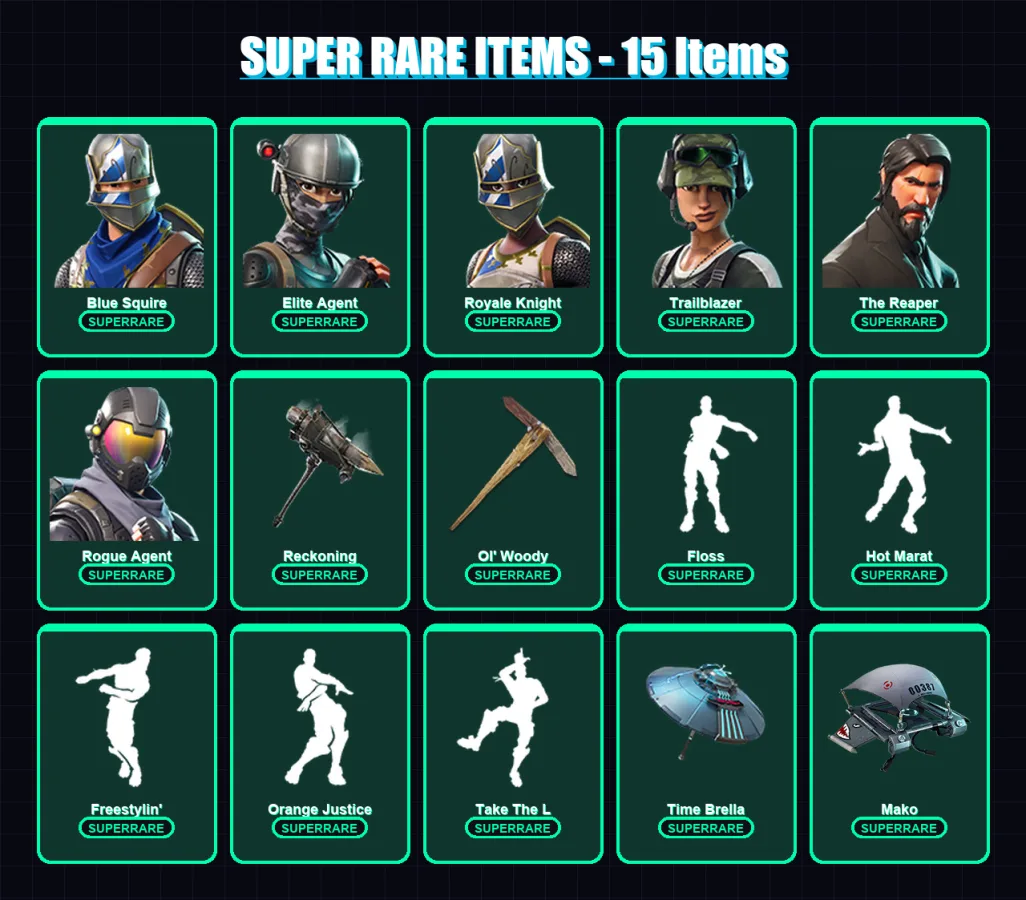 [PC] | Blue Squire | Elite Agent | Royale Knight | Trailblazer | The Reaper | 77 skin | 109 pickaxe | 101 emote | 111 glider | Lv2101