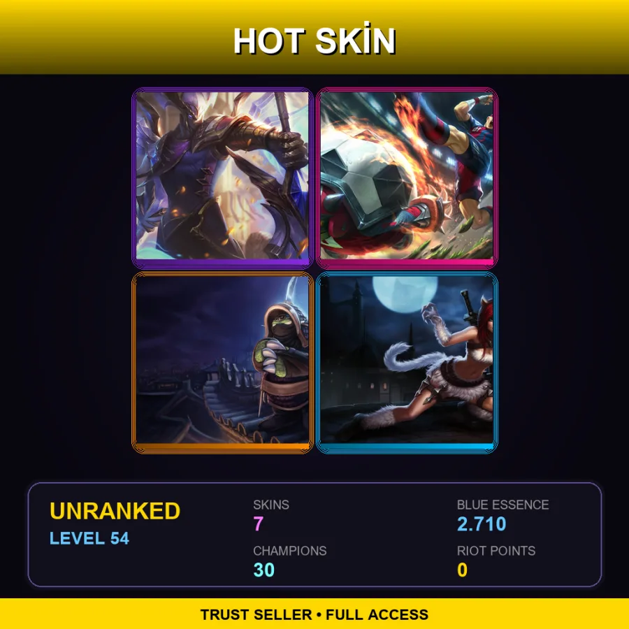 EUW | Lv54 | Unranked | 7 Skin | 30 Champ