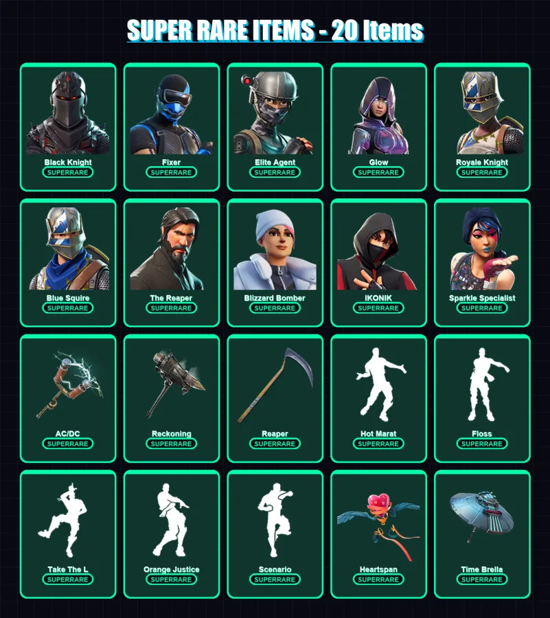 [SWITCH/XBOX/PC] | Black Knight | Fixer | Elite Agent | Glow | Royale Knight | 182 skin | 194 pickaxe | 170 emote | 149 glider | Lv1974