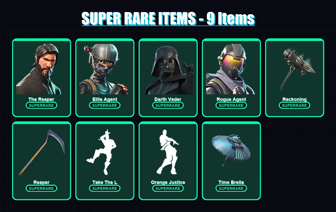 [PS4/PS5/XBOX/PC] | The Reaper | Elite Agent | Darth Vader | Rogue Agent | Snap | 233 skin | 265 pickaxe | 201 emote | 221 glider | Lv3082