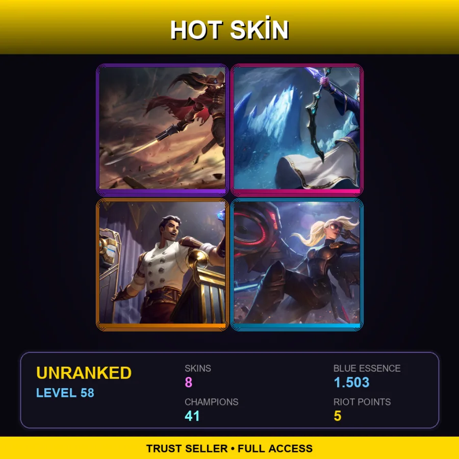 NA | Lv58 | Unranked | 8 Skin | 41 Champ