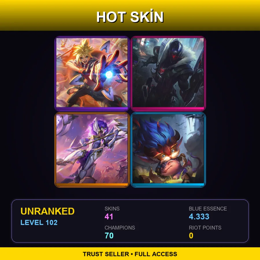 VN | Lv102 | Unranked | 41 Skin | 70 Champ