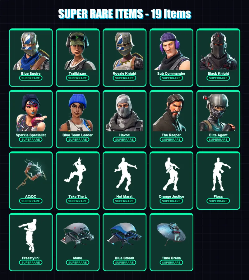 [PS4/PS5/XBOX/PC] | Blue Squire | Trailblazer | Royale Knight | Sub Commander | Black Knight | 23 skin | 25 pickaxe | 41 emote | 35 glider | Lv662