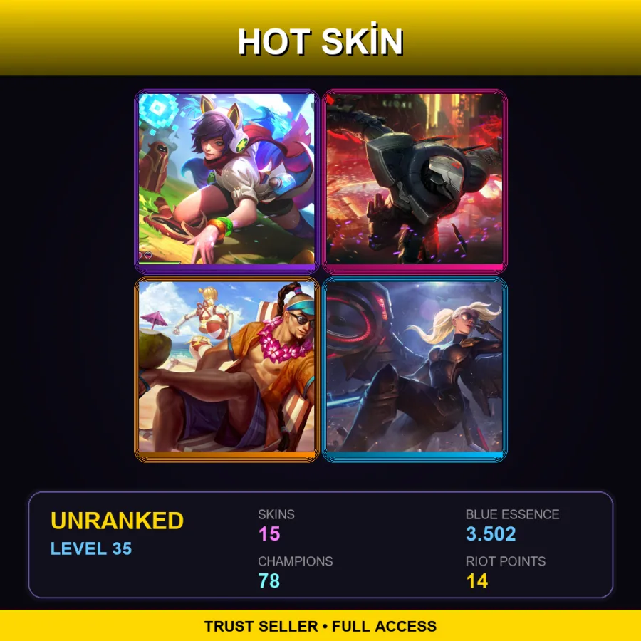 EUNE | Lv35 | Unranked | 15 Skin | 78 Champ — LoL account