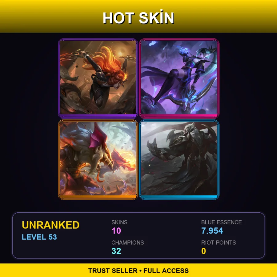 BR | Lv53 | Unranked | 10 Skin | 32 Champ — LoL account