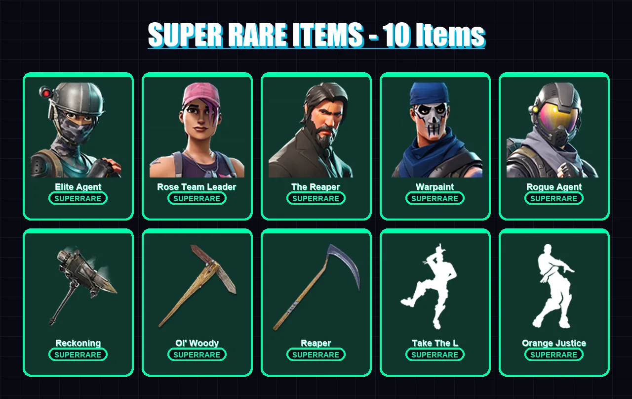 [PS4/PS5/XBOX/PC] | Elite Agent | Rose Team Leader | The Reaper | Warpaint | Rogue Agent | 65 skin | 85 pickaxe | 73 emote | 76 glider | Lv1071
