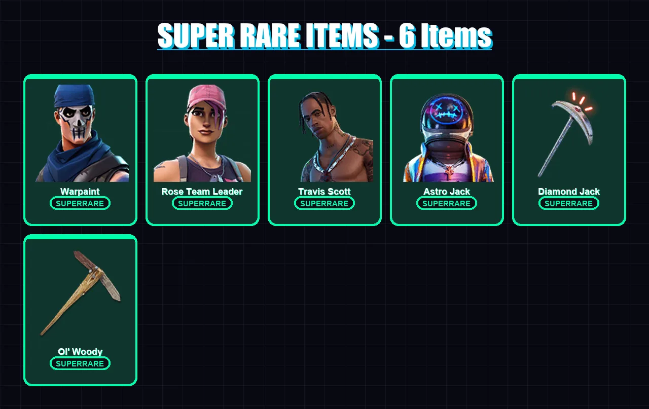 [PC/PSN] | Warpaint | Rose Team Leader | Travis Scott | Astro Jack | Joey | 32 skin | 33 pickaxe | 27 emote | 33 glider | Lv320 — Fortnite account