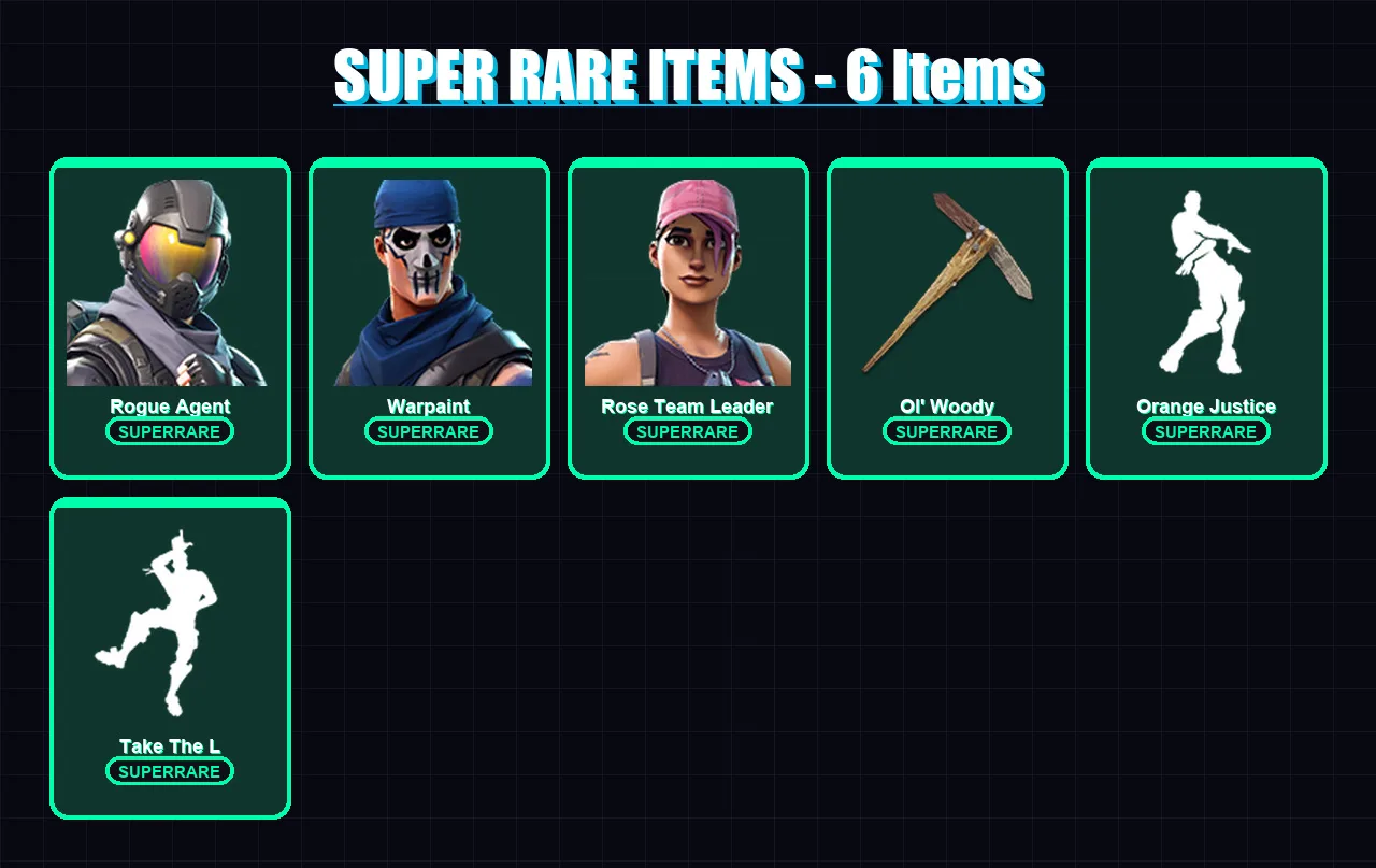 [PC/XBOX/PSN] | Rogue Agent | Warpaint | Rose Team Leader | Drift | Valor | 16 skin | 12 pickaxe | 13 emote | 16 glider | Lv139