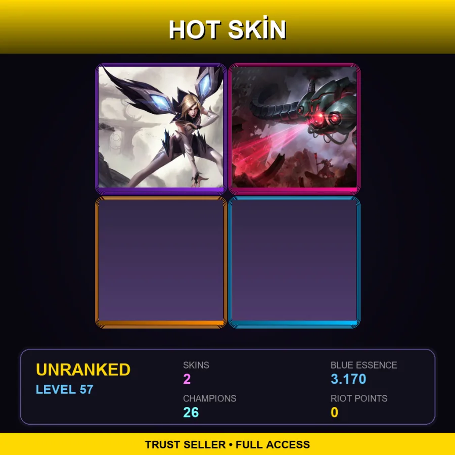 LAS | Lv57 | Unranked | 2 Skin | 26 Champ — LoL account