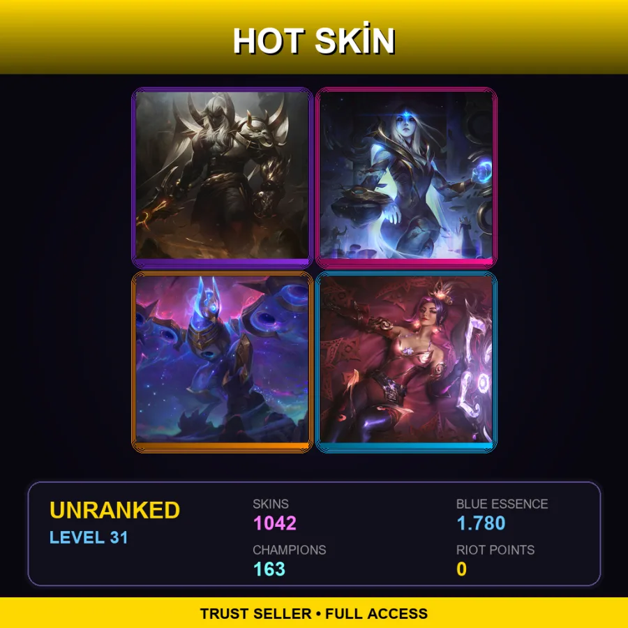 TR | Lv31 | Unranked | 1042 Skin | 163 Champ