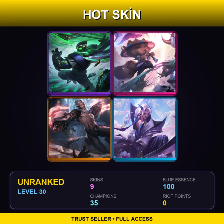 LAN | Lv30 | Unranked | 9 Skin | 35 Champ — LoL account
