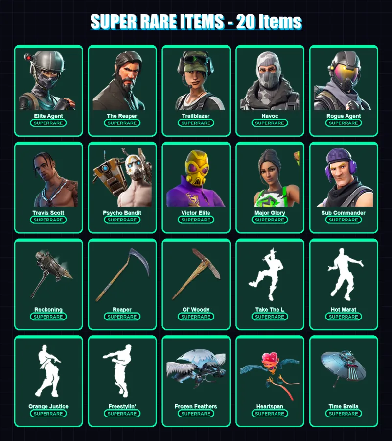 [PC/XBOX/PSN] | Elite Agent | The Reaper | Trailblazer | Havoc | Rogue Agent | 339 skin | 252 pickaxe | 197 emote | 186 glider | Lv2944