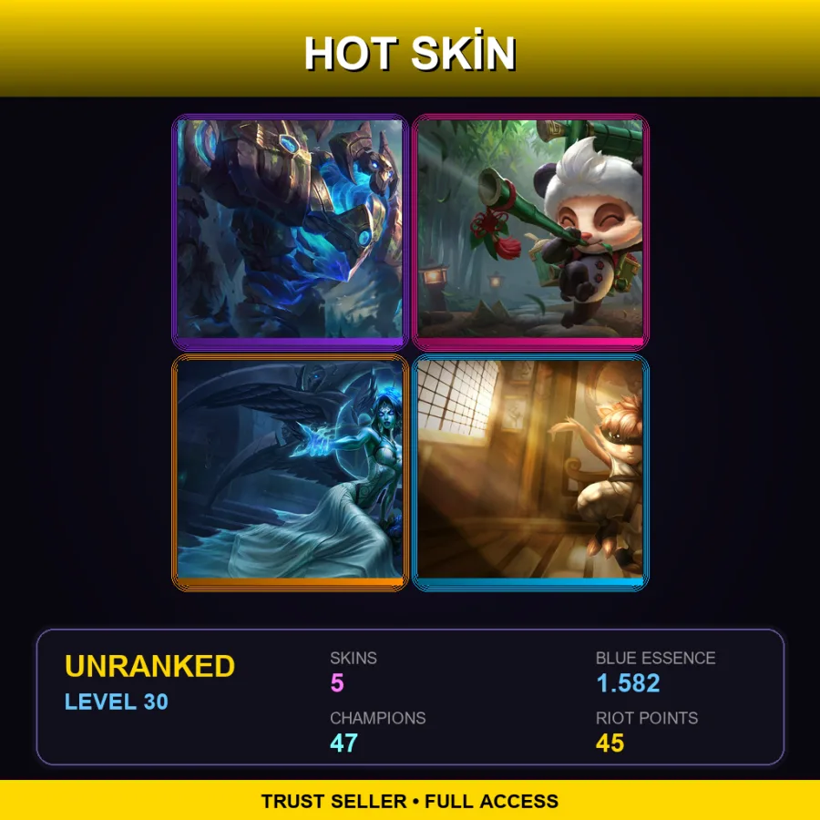 LAS | Lv30 | Unranked | 5 Skin | 47 Champ — LoL account