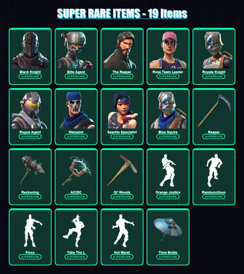 [PC/PSN] | Black Knight | Elite Agent | The Reaper | Rose Team Leader | Royale Knight | 76 skin | 68 pickaxe | 100 emote | 73 glider | Lv1195