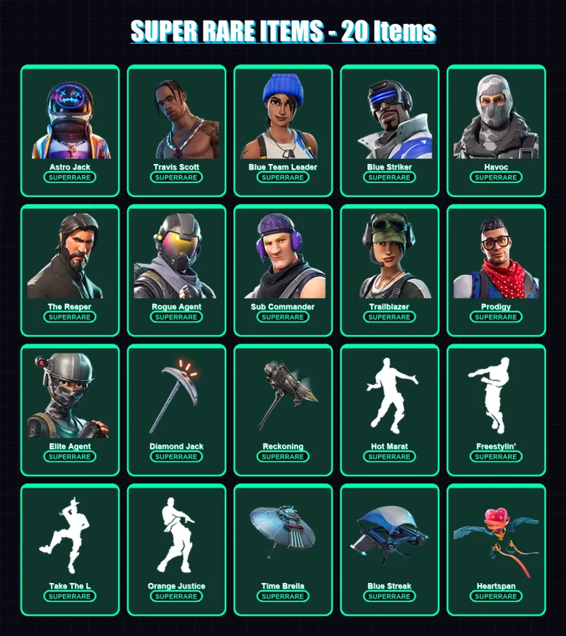 [PS4/PS5/XBOX/PC] | Astro Jack | Travis Scott | Blue Team Leader | Blue Striker | Havoc | 106 skin | 64 pickaxe | 77 emote | 58 glider | Lv930