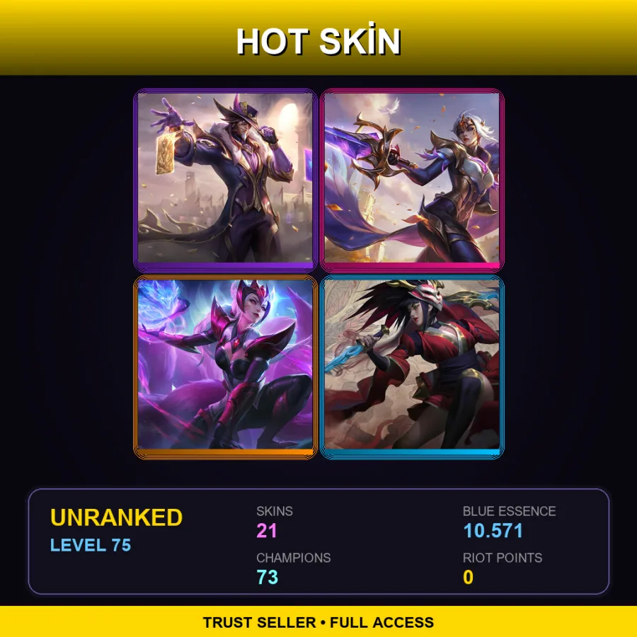 LAN | Lv75 | Unranked | 21 Skin | 73 Champ — Unranked / Smurf League of Legends