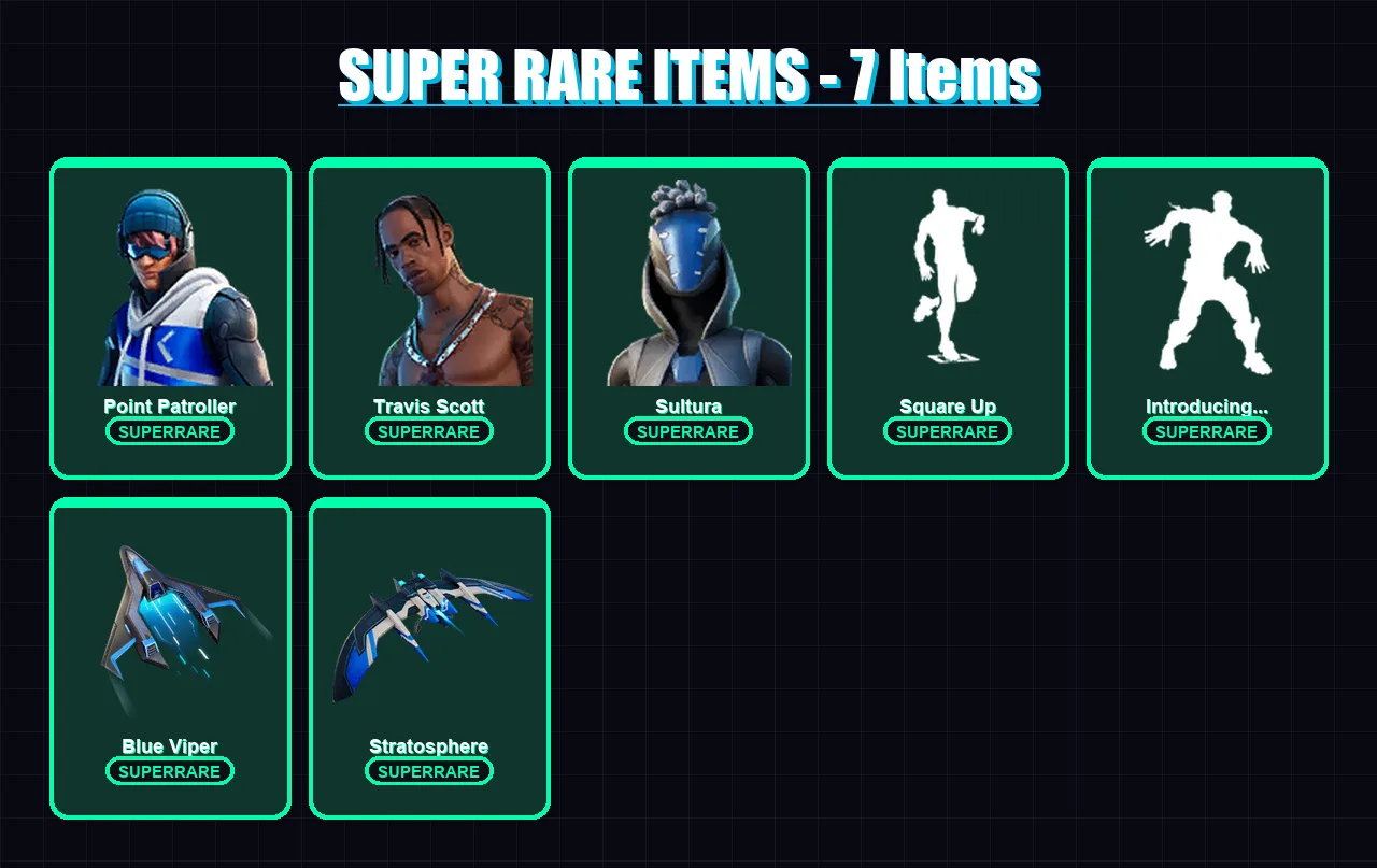 [PS4/PS5/XBOX/PC] | Point Patroller | Travis Scott | Sultura | Ronin | Fade | 28 skin | 55 pickaxe | 49 emote | 60 glider | Lv766