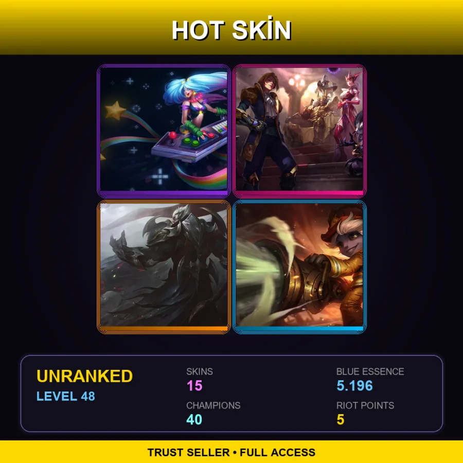 SG | Lv48 | Unranked | 15 Skin | 40 Champ — LoL account