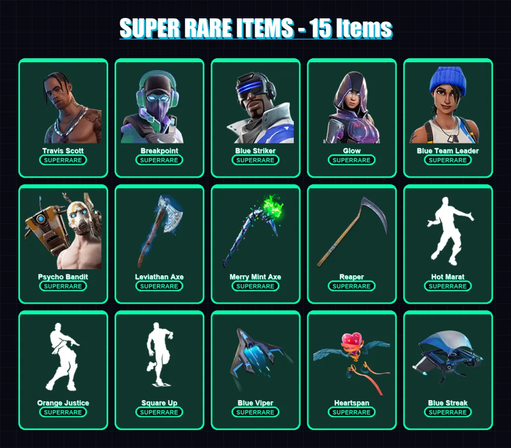 [PC/XBOX] | Travis Scott | Breakpoint | Blue Striker | Glow | Blue Team Leader | 205 skin | 199 pickaxe | 191 emote | 147 glider | Lv3194