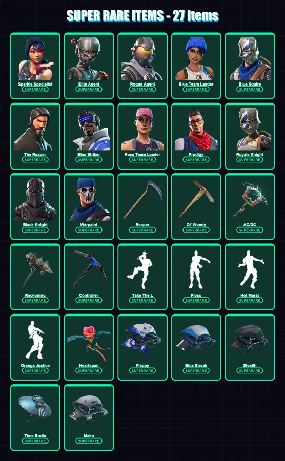 [PC/PSN] | Sparkle Specialist | Elite Agent | Rogue Agent | Blue Team Leader | Blue Squire | 157 skin | 130 pickaxe | 159 emote | 121 glider | Lv180
