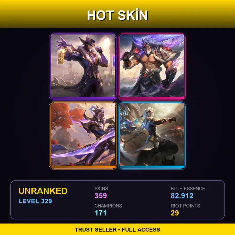 EUW | Lv329 | Unranked | 359 Skin | 171 Champ