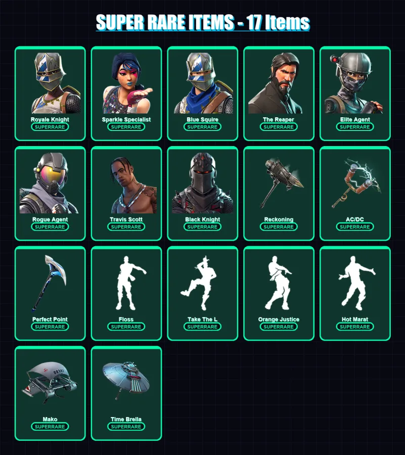 [PC/XBOX/PSN] | Royale Knight | Sparkle Specialist | Blue Squire | The Reaper | Elite Agent | 161 skin | 157 pickaxe | 128 emote | 138 glider | Lv20