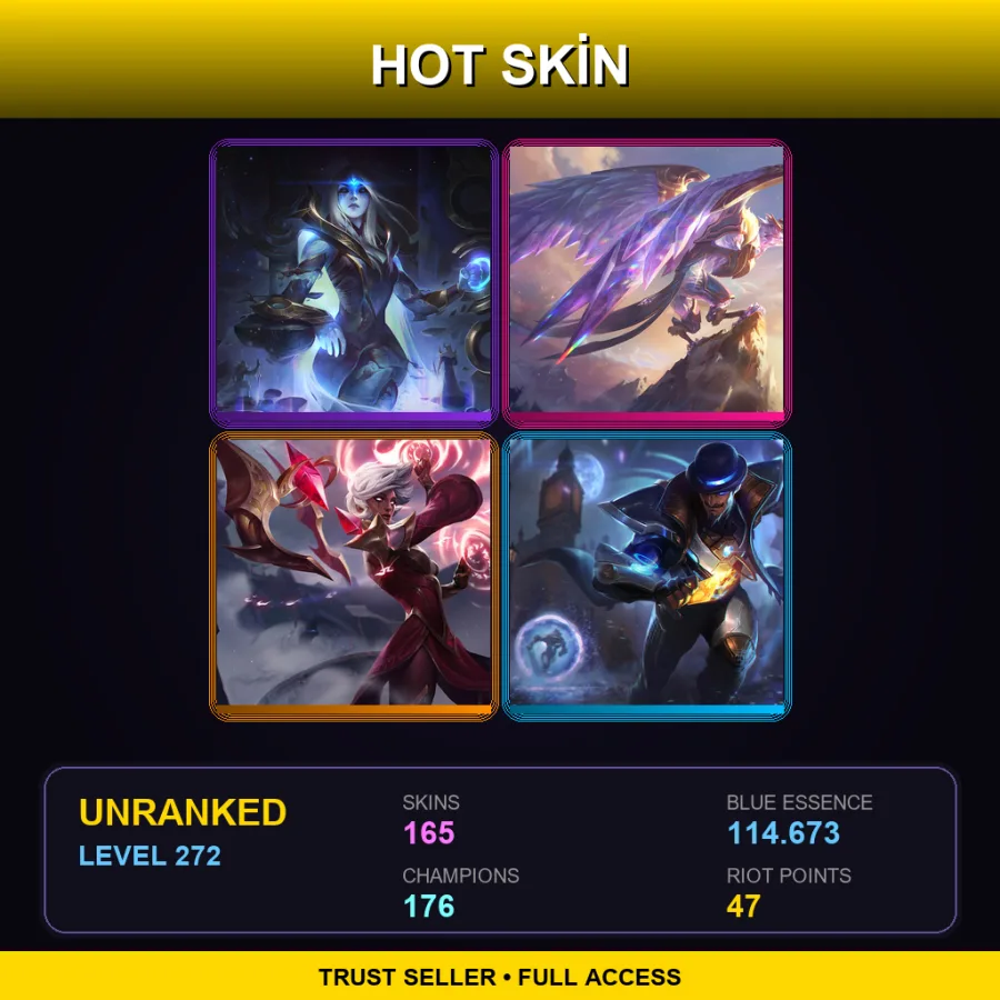TW | Lv272 | Unranked | 165 Skin | 176 Champ — LoL account