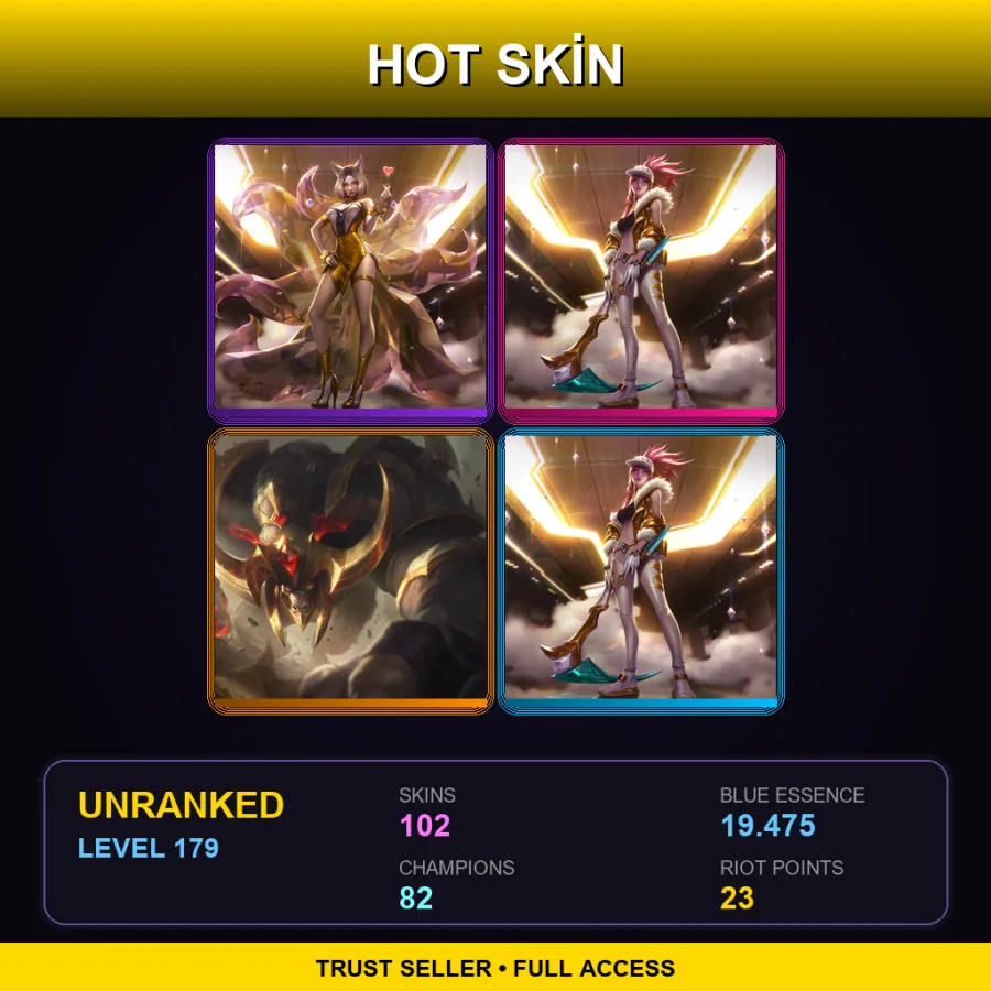 SG | Lv179 | Unranked | 102 Skin | 82 Champ