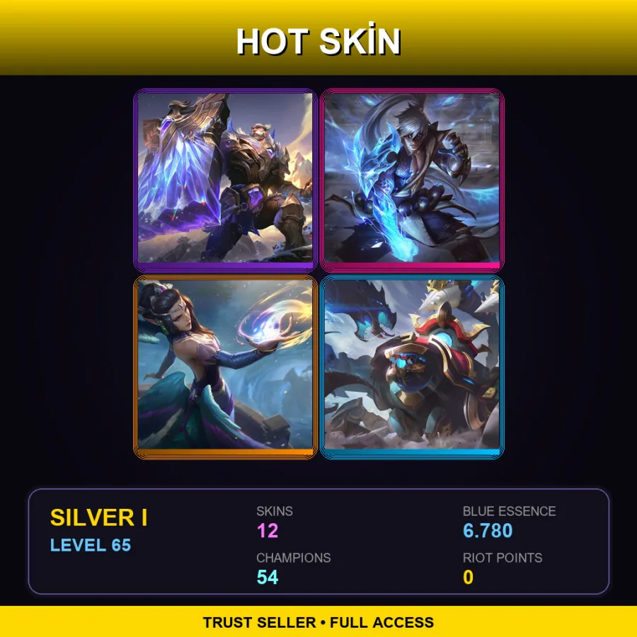 LAN | Lv65 | Silver I | 12 Skin | 54 Champ — LoL account