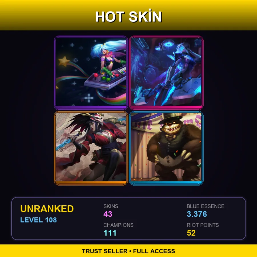 LAN | Lv108 | Unranked | 43 Skin | 111 Champ