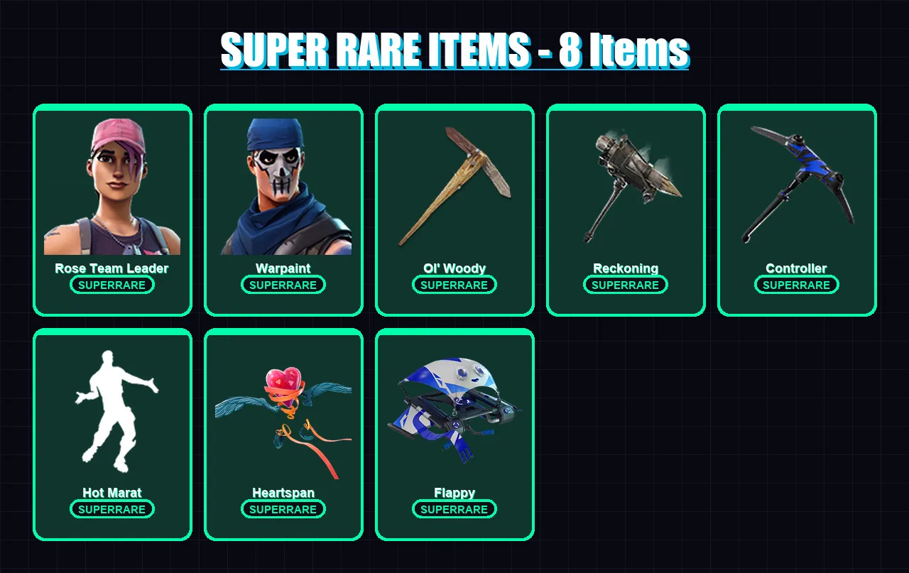 [PC/XBOX/PSN] | Rose Team Leader | Warpaint | Zenith | Frozen Love Ranger | Lynx | 42 skin | 43 pickaxe | 34 emote | 36 glider | Lv350