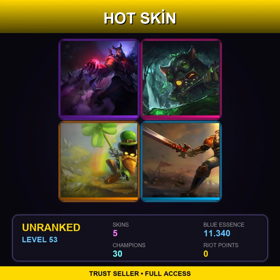SG | Lv53 | Unranked | 5 Skin | 30 Champ