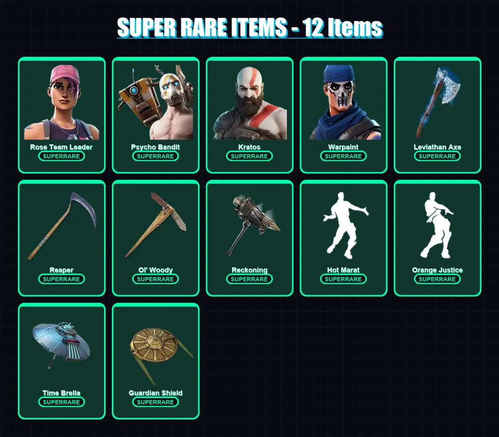 [PS4/PS5/PC] | Rose Team Leader | Psycho Bandit | Kratos | Warpaint | Gear Specialist Maya | 196 skin | 169 pickaxe | 151 emote | 141 glider | Lv154