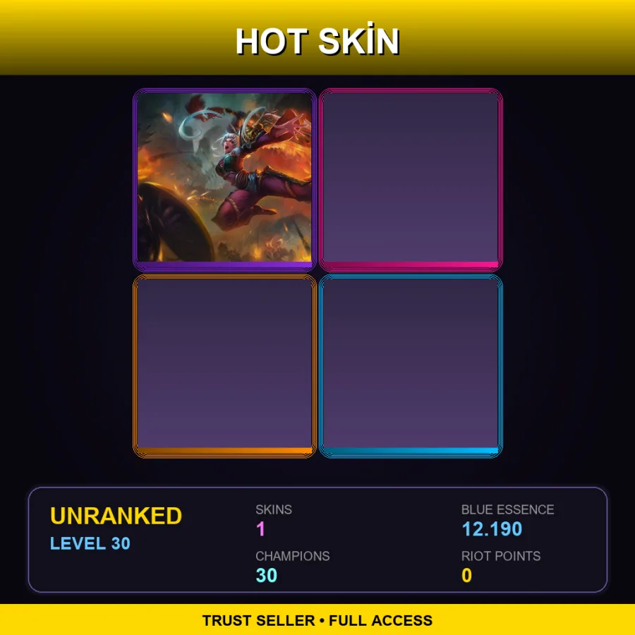NA | Lv30 | Unranked | 1 Skin | 30 Champ