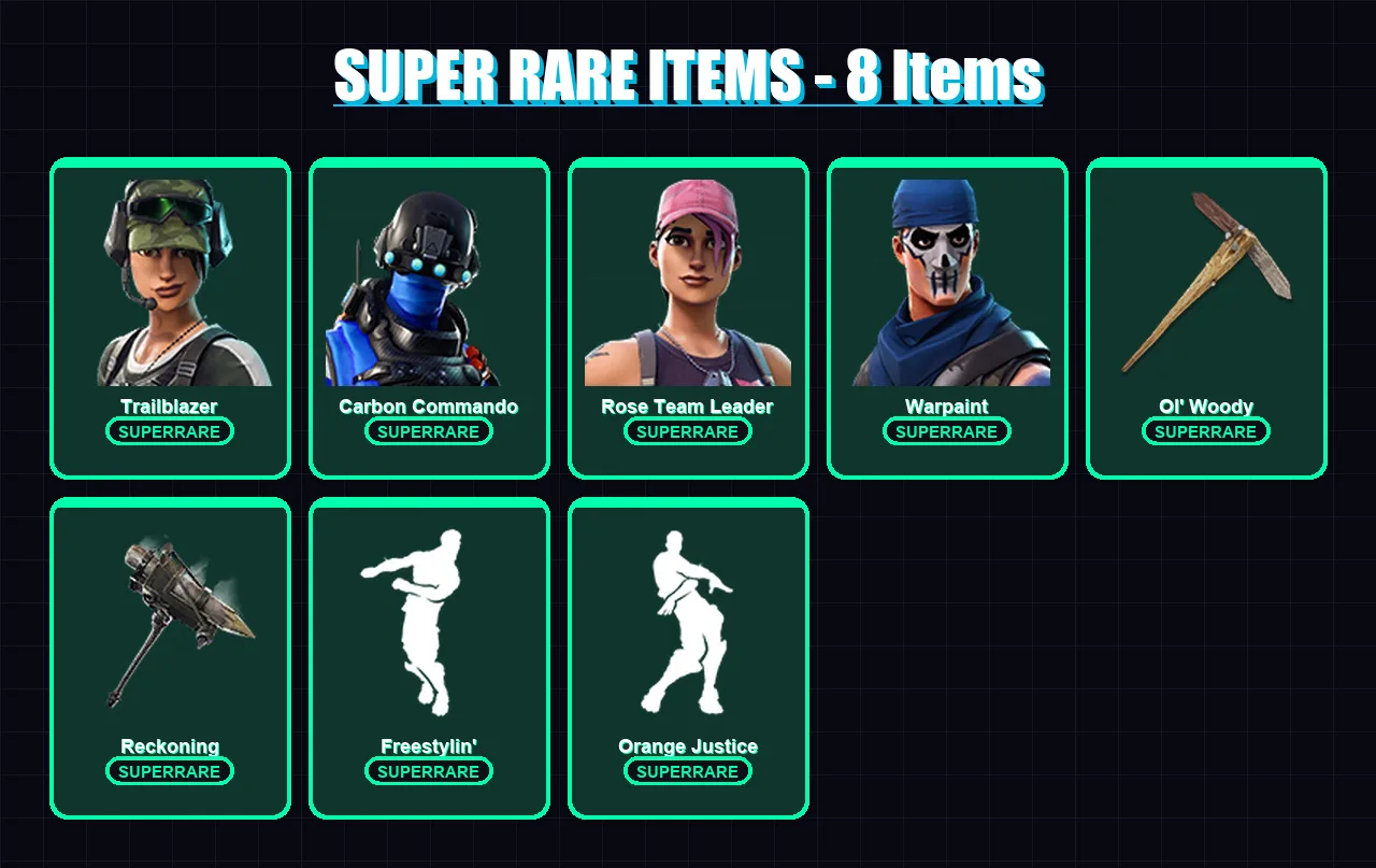 [PC/XBOX] | Trailblazer | Carbon Commando | Rose Team Leader | Warpaint | Blackheart | 24 skin | 31 pickaxe | 35 emote | 38 glider | Lv504
