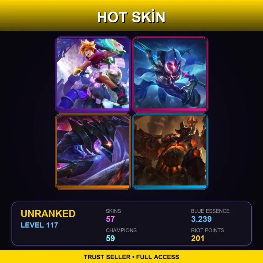 EUW | Lv117 | Unranked | 57 Skin | 59 Champ
