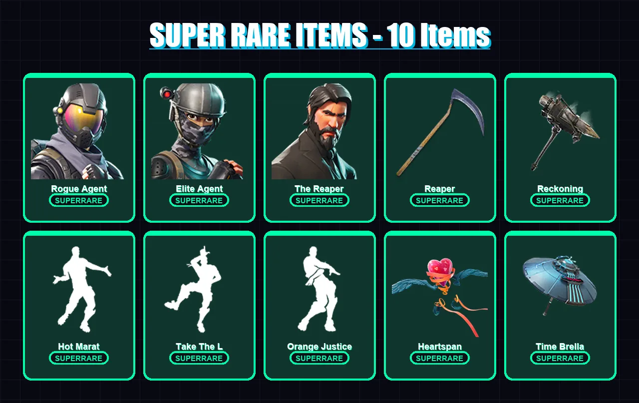 [PC/XBOX/PSN] | Rogue Agent | Elite Agent | The Reaper | Hime | Drift | 53 skin | 37 pickaxe | 57 emote | 43 glider | Lv612