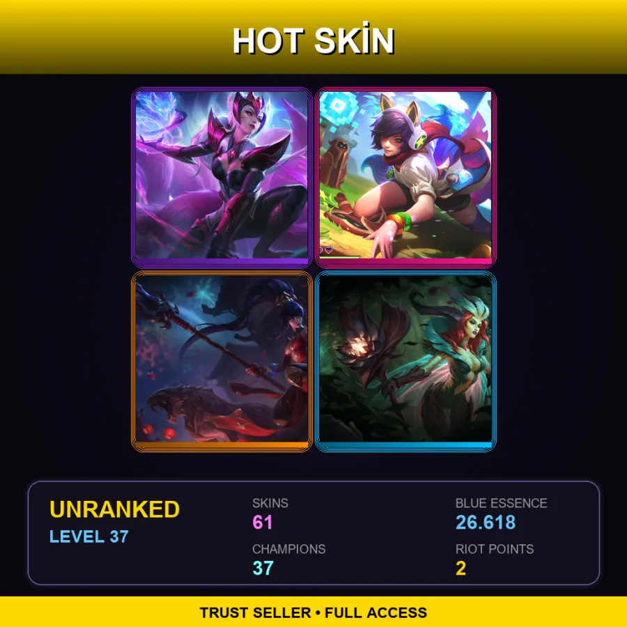 EUW | Lv37 | Unranked | 61 Skin | 37 Champ