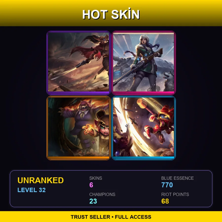 EUW | Lv32 | Unranked | 6 Skin | 23 Champ