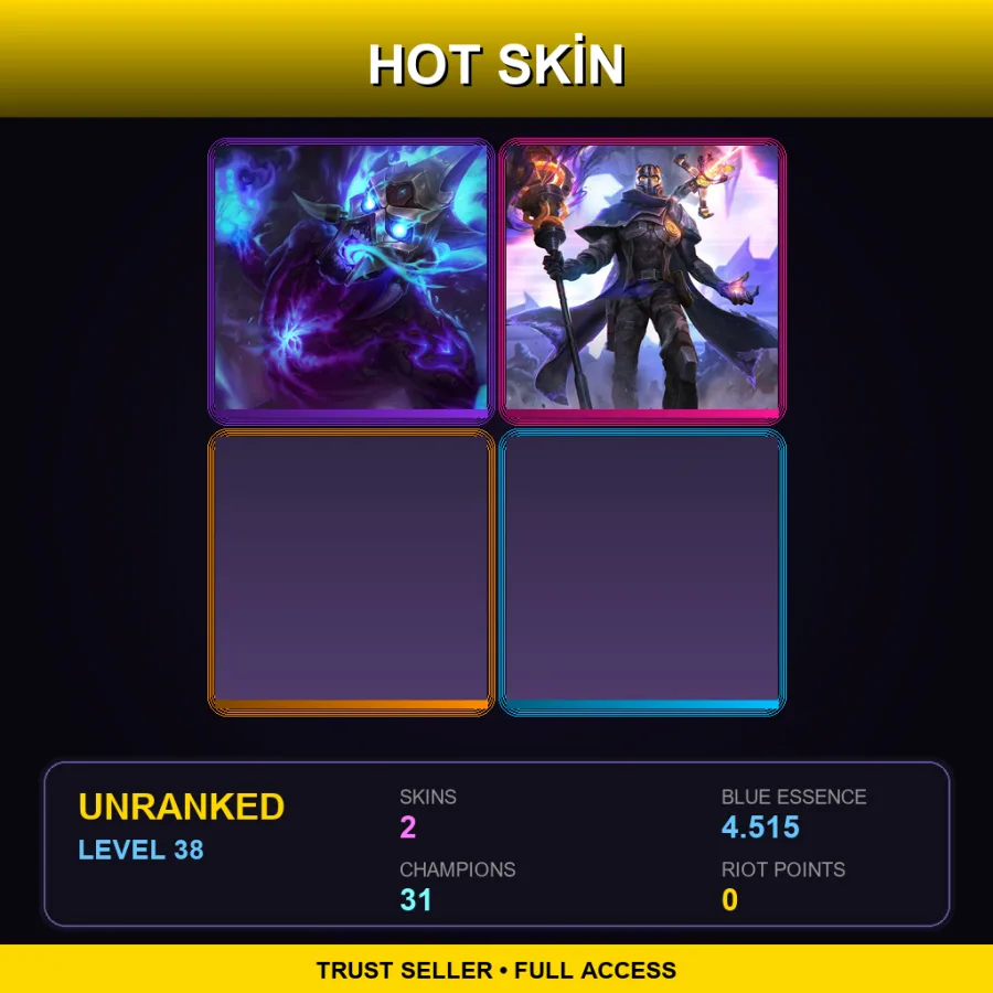 EUW | Lv38 | Unranked | 2 Skin | 31 Champ — LoL account