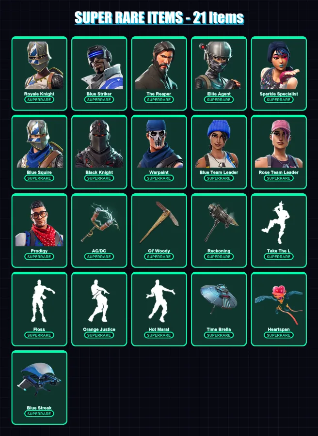 [PC/XBOX] | Royale Knight | Blue Striker | The Reaper | Elite Agent | Sparkle Specialist | 65 skin | 64 pickaxe | 74 emote | 78 glider | Lv992