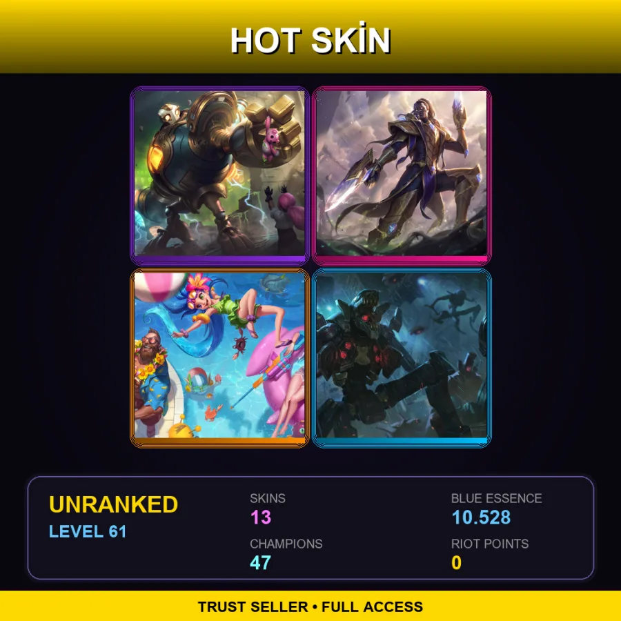 EUW | Lv61 | Unranked | 13 Skin | 47 Champ — Goalkeeper Blitzcrank