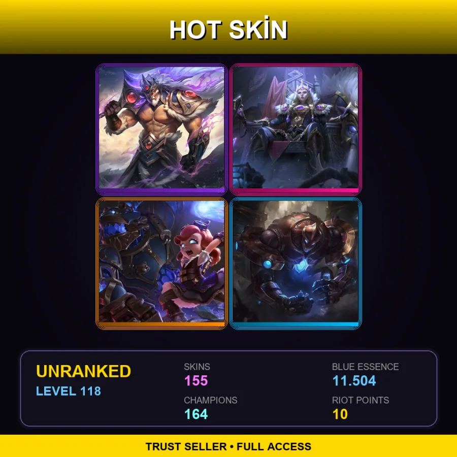 NA | Lv118 | Unranked | 155 Skin | 164 Champ