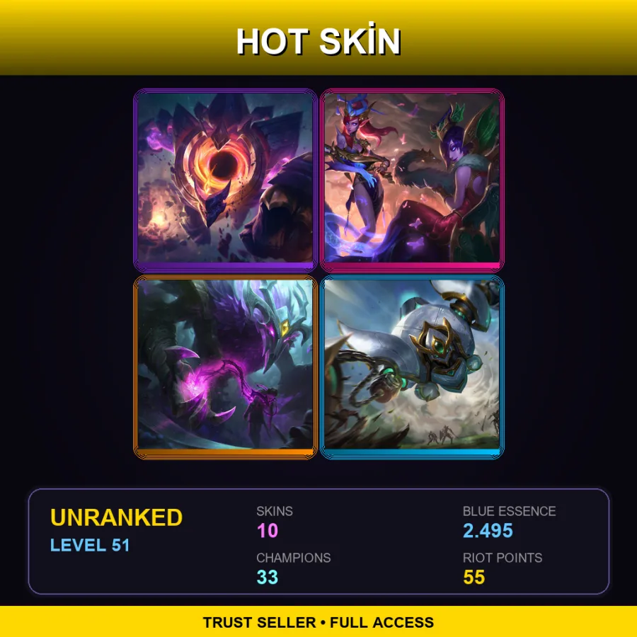 EUNE | Lv51 | Unranked | 10 Skin | 33 Champ